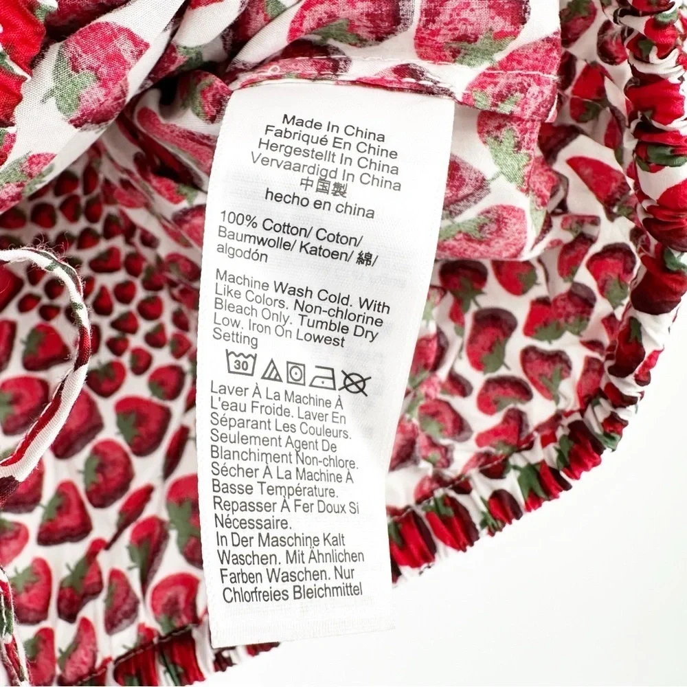 J. Crew Cinched-waist Cropped Top in Strawberry Swirl Cotton Poplin